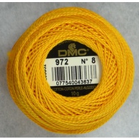 DMC Perle 8 Cotton #972 DEEP CANARY YELLOW 10g Ball 80m