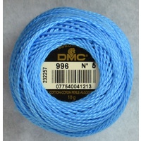 DMC Perle (Pearl) 8 Cotton #996 MEDIUM ELECTRIC BLUE 10g Ball 80m