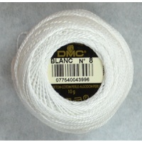 DMC Perle (Pearl) 8 Cotton #BLANC WHITE 10g Ball 80m