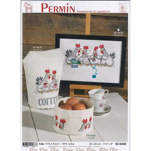 CHICKEN TALK Aida 14ct Embroidery Kit, 29cm x 20cm