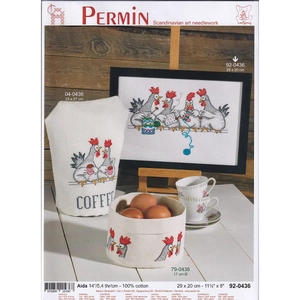 CHICKEN TALK Aida 14ct Embroidery Kit, 29cm x 20cm
