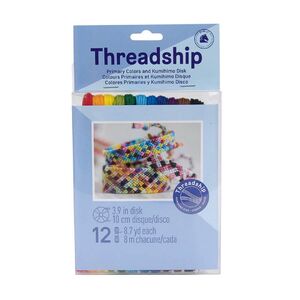 DMC Threadship PRIMARY Multi Strand Cotton Thread 8m each, 12 Skeins &amp; Kumihimo Disk