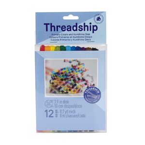 DMC Threadship PRIMARY Multi Strand Cotton Thread 8m each, 12 Skeins & Kumihimo Disk