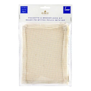 DMC Ready to Stitch Pouch, 100% Cotton &amp; 12ct Canvas with Zip, 14cm x 18cm