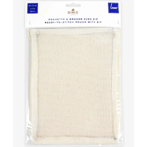 DMC Ready to Stitch Pouch, 100% Cotton &amp; 12ct Canvas with Zip, 18cm x 23cm