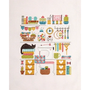 DMC Designer Cross Stitch Kit My Craft Studio 21cm x 26.6cm By Little Dove Designs