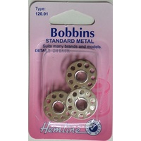 Hemline Bobbins Standard Metal Type 120.01, See Pack Back For Details, pack of 3