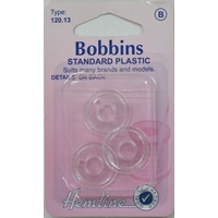 Hemline Bobbins, Plastic 15K Type Bobbin, Pack of 3 Bobbins (120.13)
