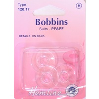 Hemline Bobbins Plastic Type 120.17 Suits Most Pfaff, Pack of 3, See Pack