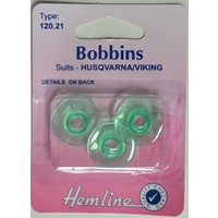 Hemline Bobbins, Husqvarna / Viking / Pfaff Bobbins, Pack of 3 Bobbins (120.21)