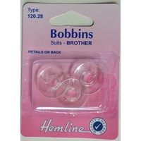 Hemline Bobbins, Brother drop In Bobbins, Pack of 3 Bobbins (120.28)