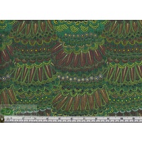 Aboriginal Designed Goanna Walkabout B Turkey GREEN 112cm Wide 82cm REMNANT
