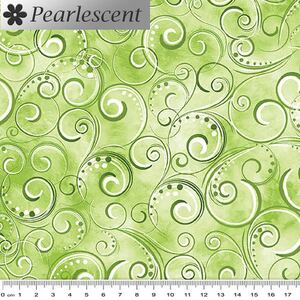 Pearl Splendour SPRING GREEN Pearlescent Cotton Fabric 12707P/44