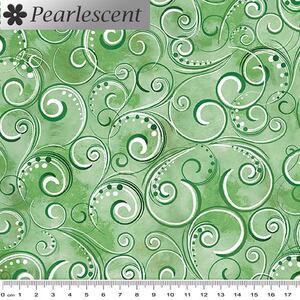 Pearl Splendour MEADOW GREEN Pearlescent Cotton Fabric 12707P/45