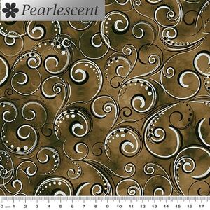 Pearl Splendour OLIVE/BROWN Pearlescent Cotton Fabric 12707P/49