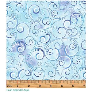 Pearl Splendour AQUA Pearlescent, 110cm Wide Cotton Fabric 12707P/80