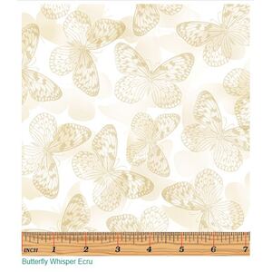 Benartex Butterfly Whispers ECRU, 275cm wide Quilt Backing Fabric 12838W70