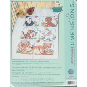 Dimensions ANIMAL BABES Stamped Cross Stitch Quilt Kit, 13083