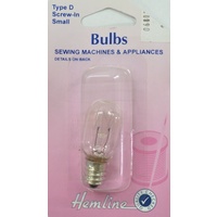 Type D Bulb, SES Screw-In Small, 15W, 240V, Sewing Machine &amp; Appliances