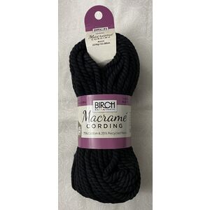 Birch Macrame Cording 4mm BLACK 228G, 22.86m Skein
