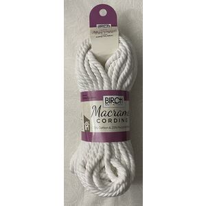 Birch Macrame Cording 4mm WHITE 228G, 22.86m Skein