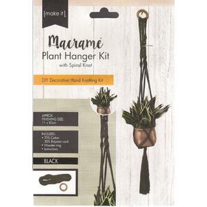 Macrame Plant Hanger Kit With Spiral Knot, 141324-BLACK, Approx. 11 x 83cm
