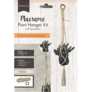 Macrame Plant Hanger Kit With Spiral Knot, 141324-CREAM, Approx. 11 x 83cm