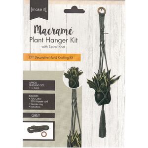 Macrame Plant Hanger Kit With Spiral Knot, 141324-GREY, Approx. 11 x 83cm