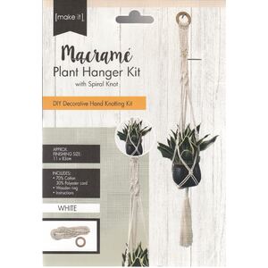 Macrame Plant Hanger Kit With Spiral Knot, 141324-WHITE, Approx. 11 x 83cm