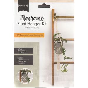 Macrame Plant Hanger Kit With Four Twists, 141325-CREAM, Approx. 11 x 68cm