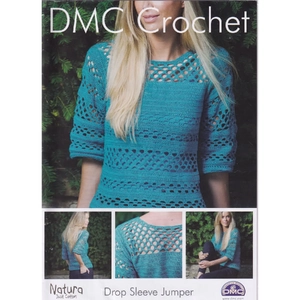 DMC Crochet Pattern Drop Sleeve Jumper 15043L/2 Leaflet