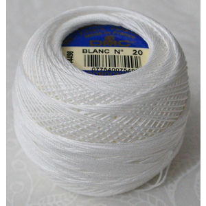 DMC Cordonnet Special Size 20, BLANC (WHITE), 20g Ball, 6 Cord Crochet Cotton