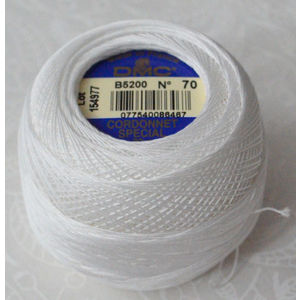 DMC Cordonnet Special, 6 Cord Crochet Cotton, Size 70, 20g Ball, B5200 SNOW WHITE