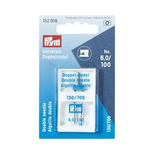 Universal Double Sewing Machine Needle, 130/705, 100/6.0mm by Prym