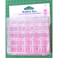 Hemline Bobbin Box, Holds 25 Bobbins, Clear View Plastic
