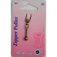 Hemline Zipper Puller, Bronze Tone Ball Zip Puller Replacement, Instructions Included