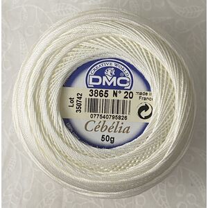 DMC Cebelia 20, #3865 Winter White, Combed Cotton Crochet Thread 50g