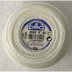 DMC Cebelia 30, #3865 Winter White, Combed Cotton Crochet Thread 50g