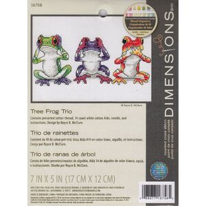 TREE FROG TRIO Counted Cross Stitch Kit 7&quot; x 5&quot; (17cm x 12cm)