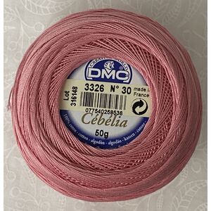 DMC Cebelia 30, #3326 Light Rose, Combed Cotton Crochet Thread 50g
