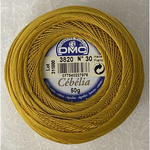 DMC Cebelia 30, #3820 Dark Straw, Combed Cotton Crochet Thread 50g