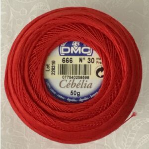 DMC Cebelia 30, #666 Bright Red, Combed Cotton Crochet Thread 50g