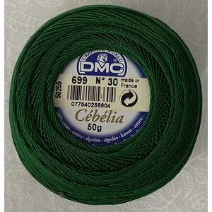 DMC Cebelia 30, #699 Green, Combed Cotton Crochet Thread 50g