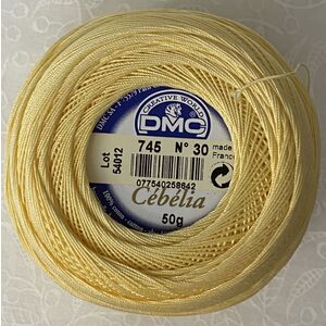 DMC Cebelia 30, #745 Light Pale Yellow, Combed Cotton Crochet Thread 50g