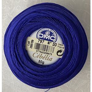 DMC Cebelia 30, #797 Royal Blue, Combed Cotton Crochet Thread 50g