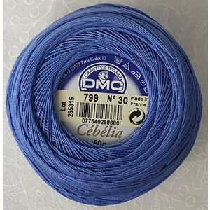 DMC Cebelia 30, #799 Medium Delft Blue, Combed Cotton Crochet Thread 50g