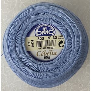 DMC Cebelia 30, #800 Pale Delft Blue, Combed Cotton Crochet Thread 50g