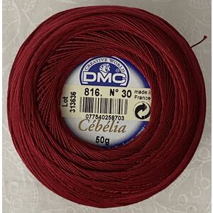 DMC Cebelia 30, #816 Garnet, Combed Cotton Crochet Thread 50g