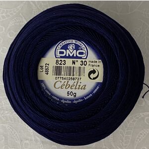 DMC Cebelia 30, #823 Dark Navy Blue, Combed Cotton Crochet Thread 50g