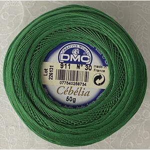 DMC Cebelia 30, #911 Medium Emerald Green, Combed Cotton Crochet Thread 50g